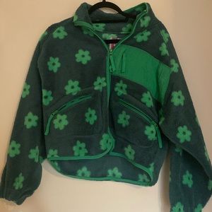 Urban Outfitters Floral Zip Teddy Jacket